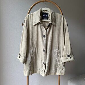 Stylish Khaki Cotton Shirt by Zara (Size M)